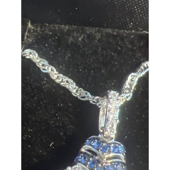 Gold Coast Necklace Silver Tone Blue Crystal Rhinestone Pendant Adj 18" + 3" NEW - Picture 3 of 4